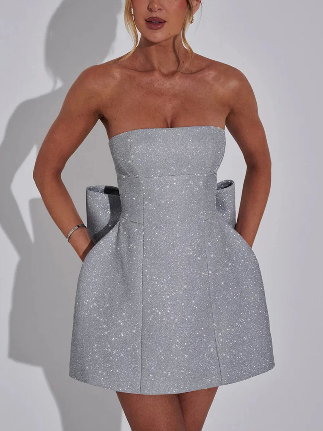 Scarlett Diamond-studded Bow Tie Dress