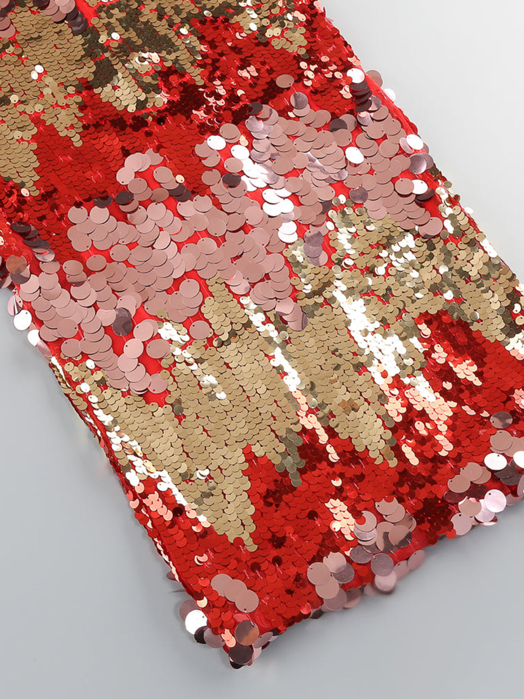 Fashion Sequined Feather Stitching Midi Dress