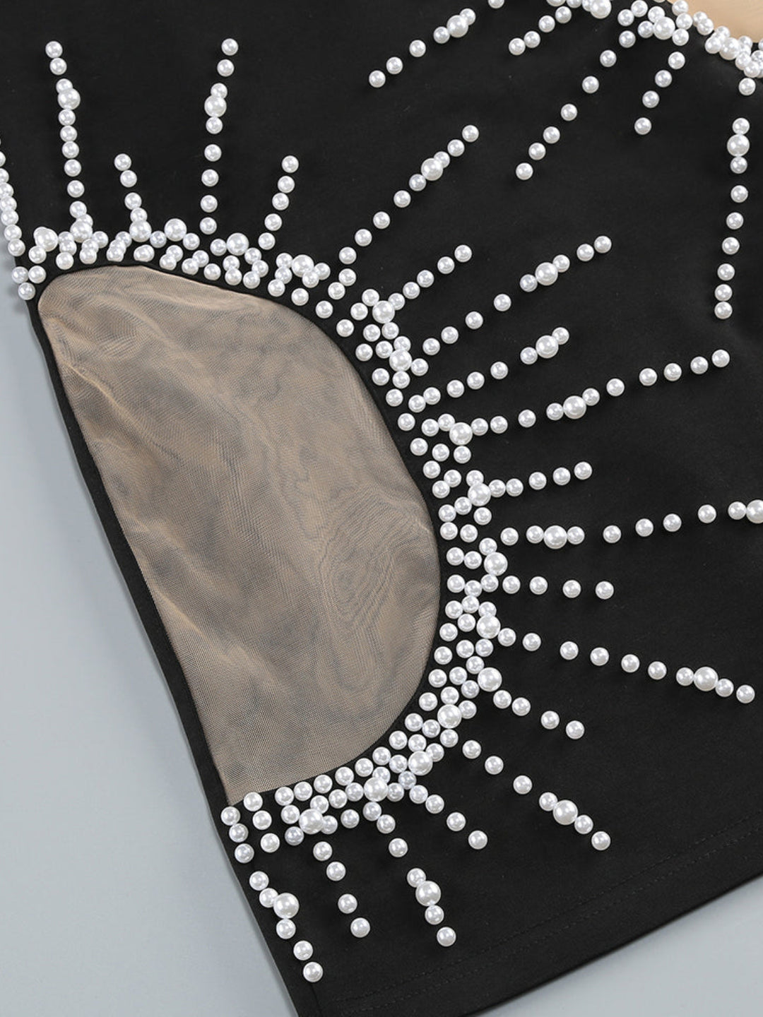 Elegant Pearl Hollow Mini Dress