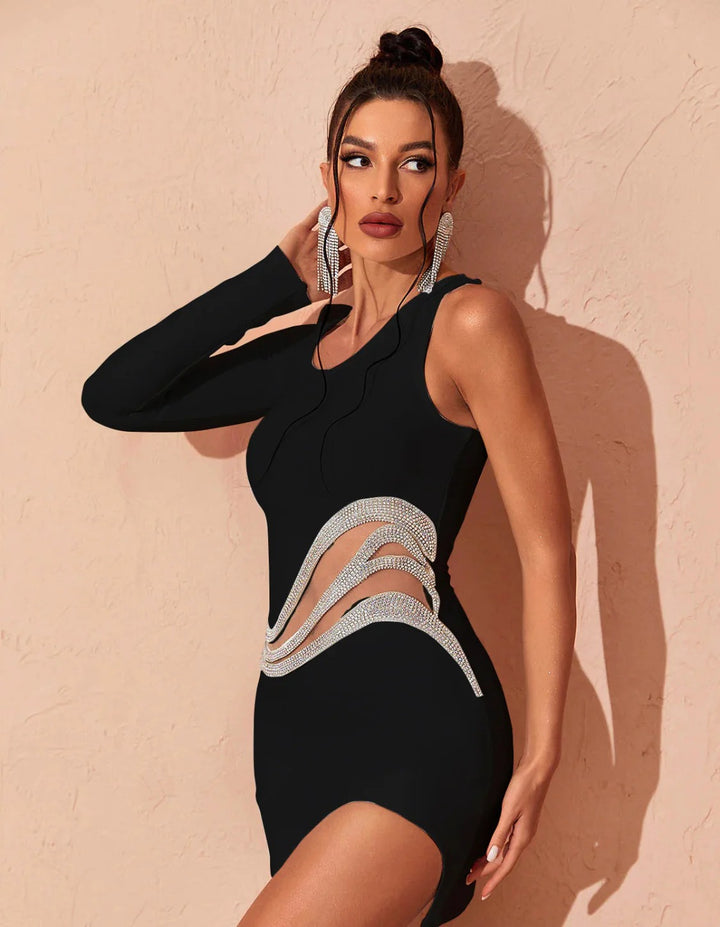 Stylish Hollow Diamond Mini Dress