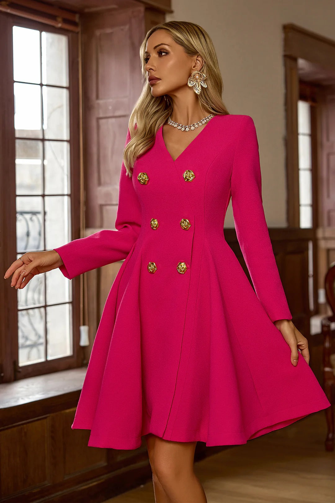 Romantic Solid Color Waist Mini Dress