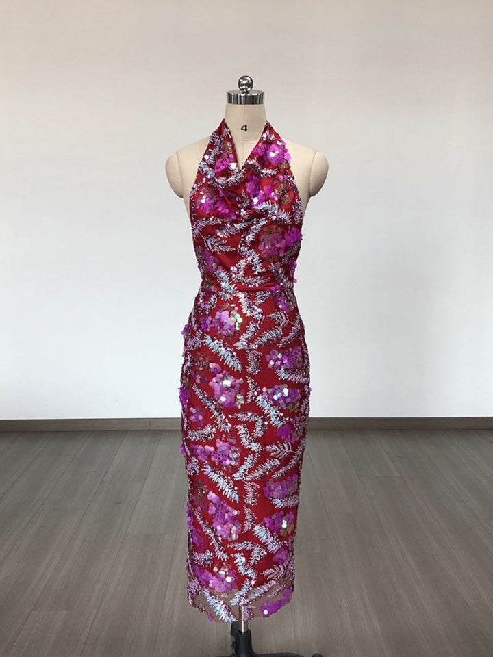 Fashion Sequin Off-the-shoulder Mid-length Dress