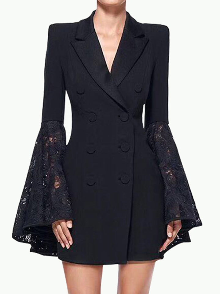 Michael Black Lace Gloves Blazer Dress