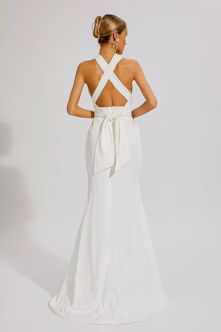 Alexia White Maxi Halter Dress