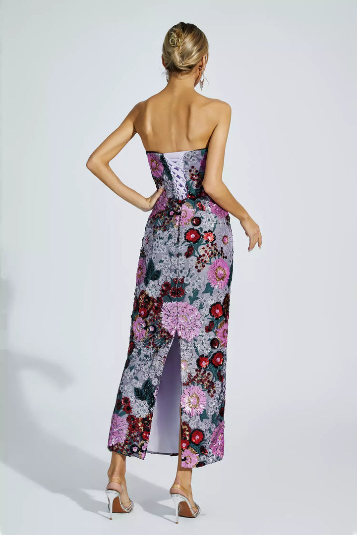 Amelie Purple Flower Embellishment Dress