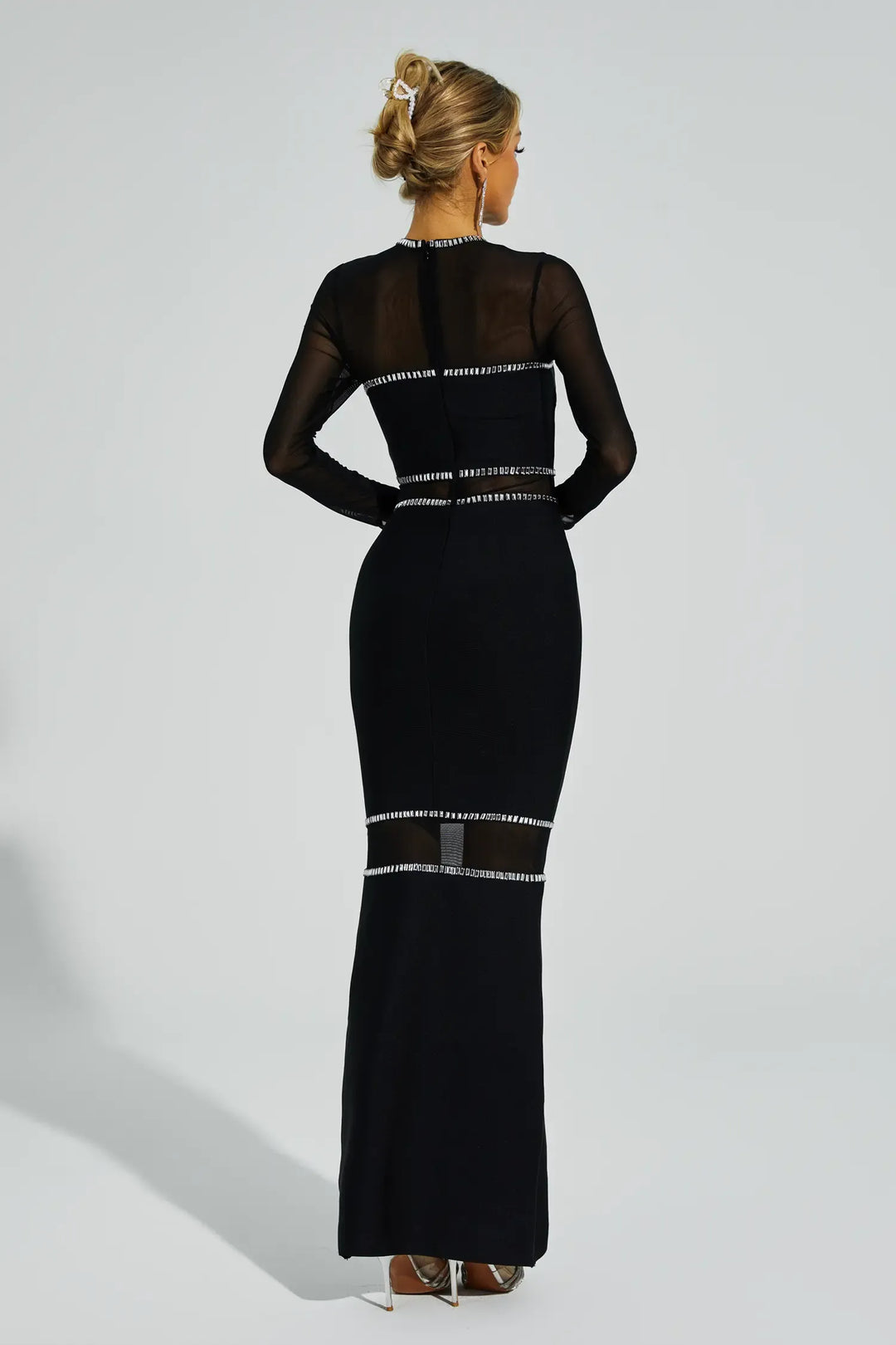Jazlyn Black Mesh Bandage Dress