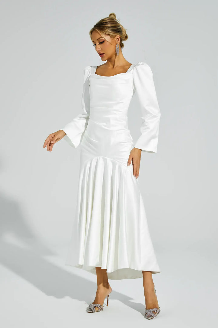 Bruno White Satin Evening Dress