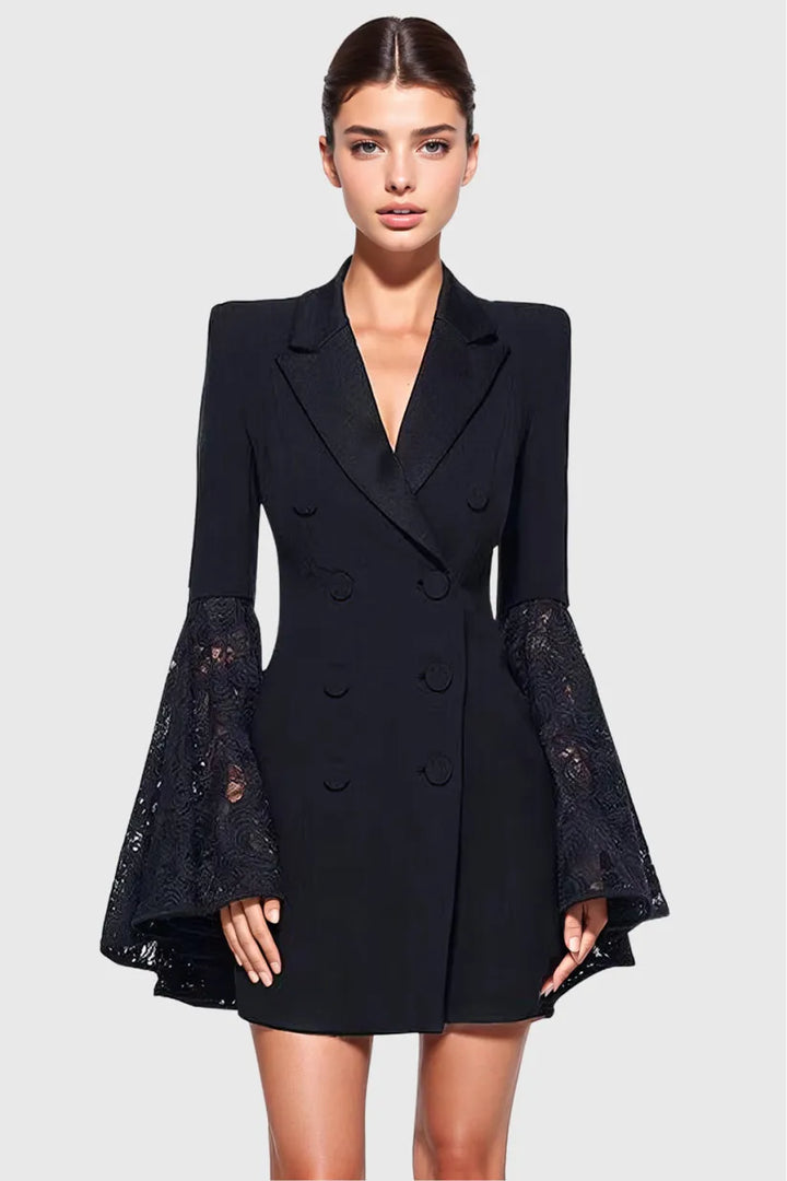Michael Black Lace Gloves Blazer Dress