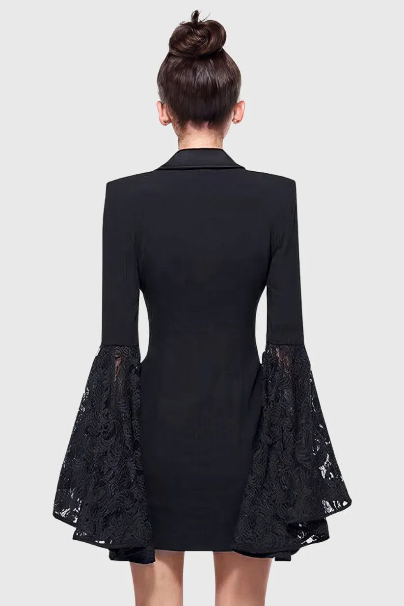 Michael Black Lace Gloves Blazer Dress