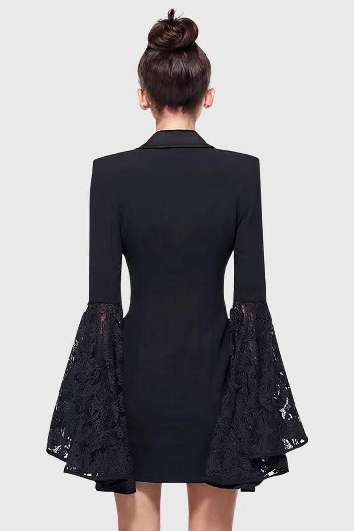 Michael Black Lace Gloves Blazer Dress