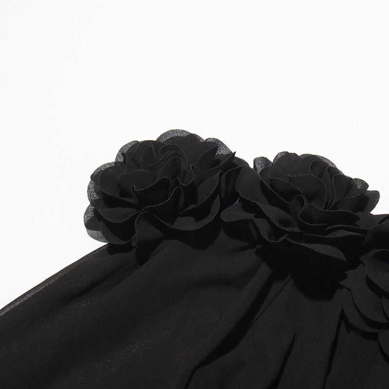 SCARLETT One-piece Neckline Three-dimensional Flower Patchwork Waist Dress