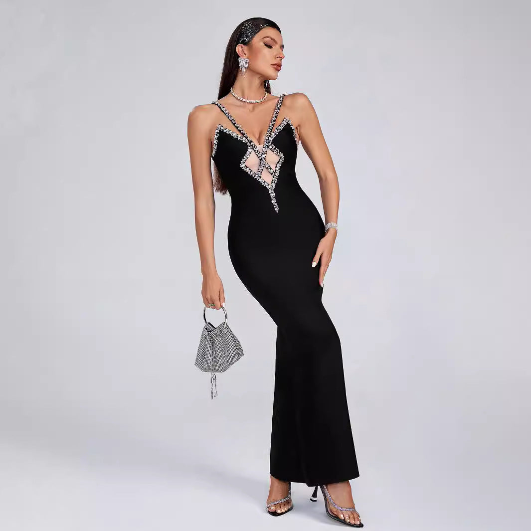 Temperament-ordered Diamond Suspender Dress