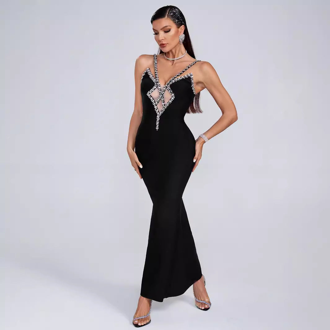 Temperament-ordered Diamond Suspender Dress