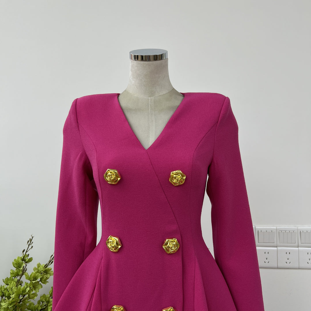 Romantic Solid Color Waist Mini Dress