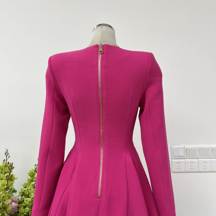 Romantic Solid Color Waist Mini Dress
