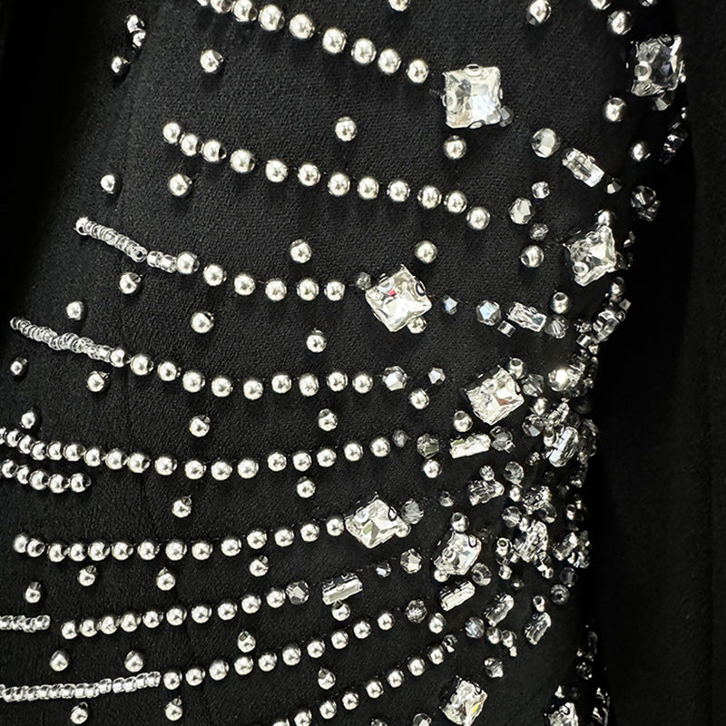 Diamond-encrusted Black Suit Two-piece Set