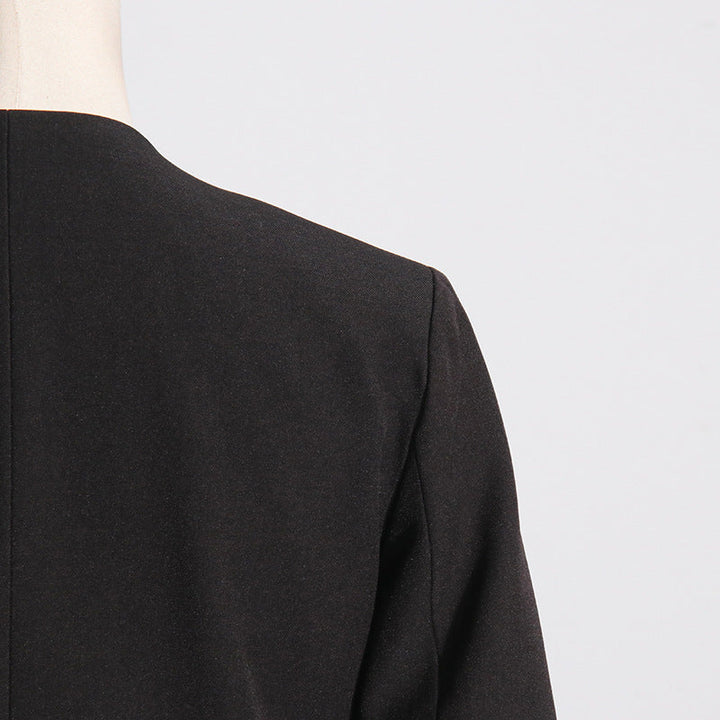 Pleated V-neck Long-sleeved Coat