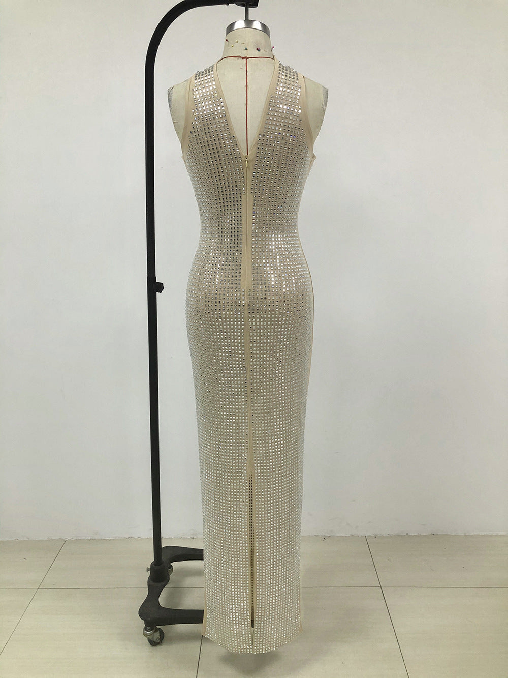 Fashion Hot Diamond Neck Maxi Dress