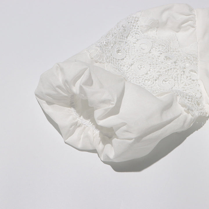 MARGOT Autumn Round Neck Lantern Sleeve Hollow Waist Skirt for Women