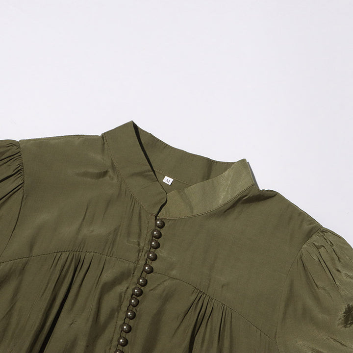 MARGOT French Stand Collar Waist Tie Design A-line Skirt