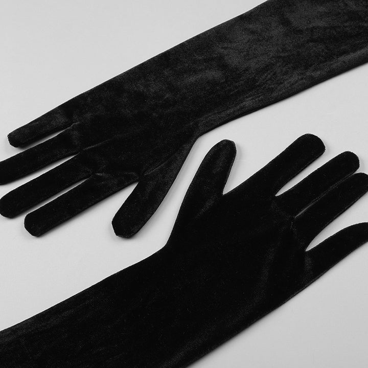 Hot Diamond Tube Top Black Maxi Dress with Gloves