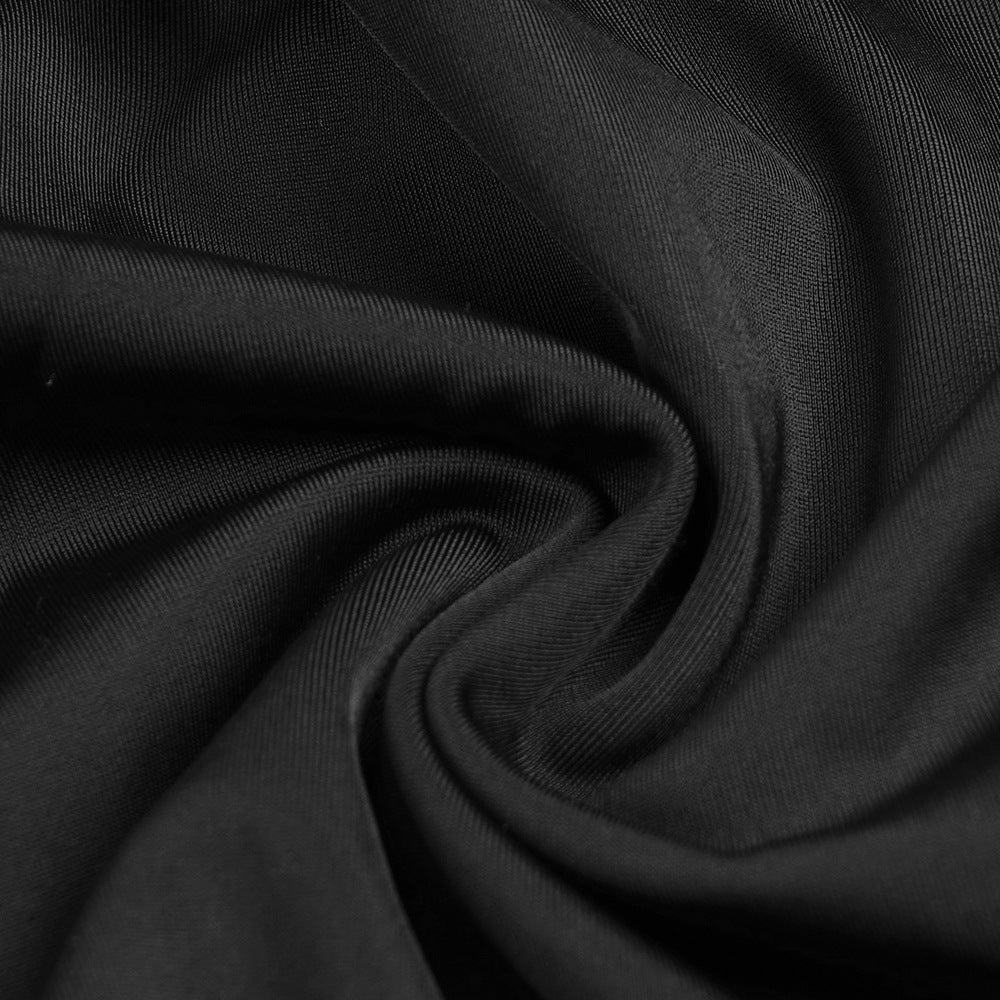 Black Flower Sequin Halter Neck Maxi Dress with Gloves