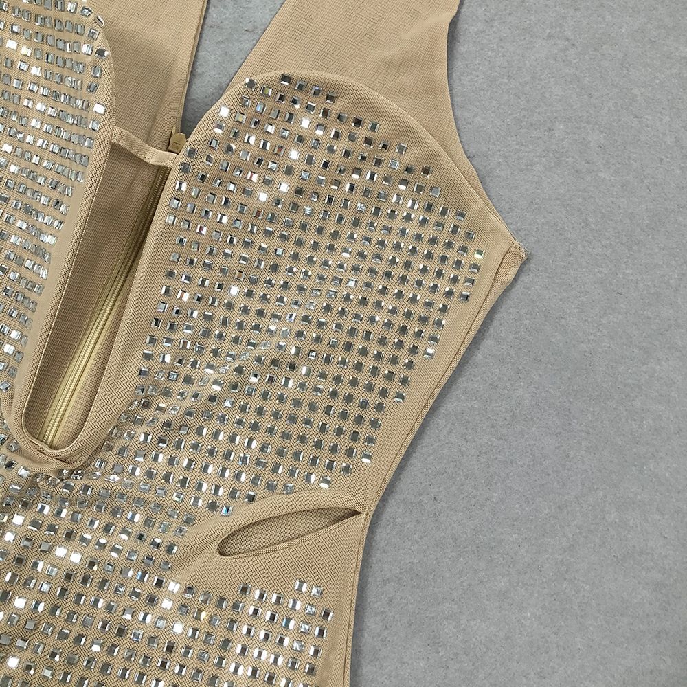 Fashion Hot Diamond Neck Maxi Dress