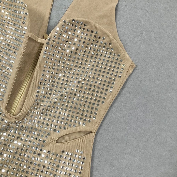 Fashion Hot Diamond Neck Maxi Dress