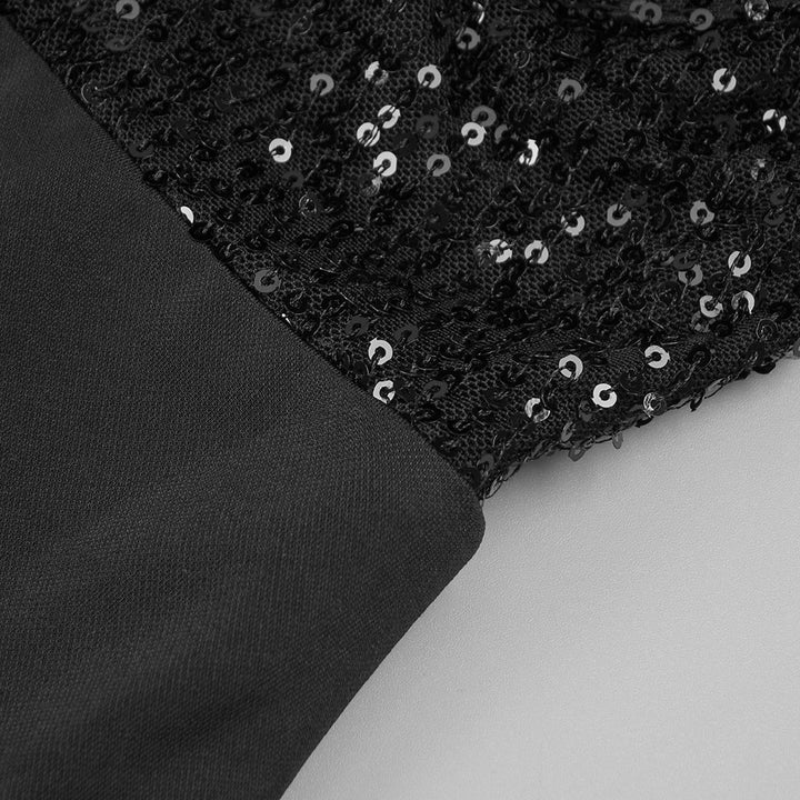 Simple Stitched Sequined Feather Jumpsuit