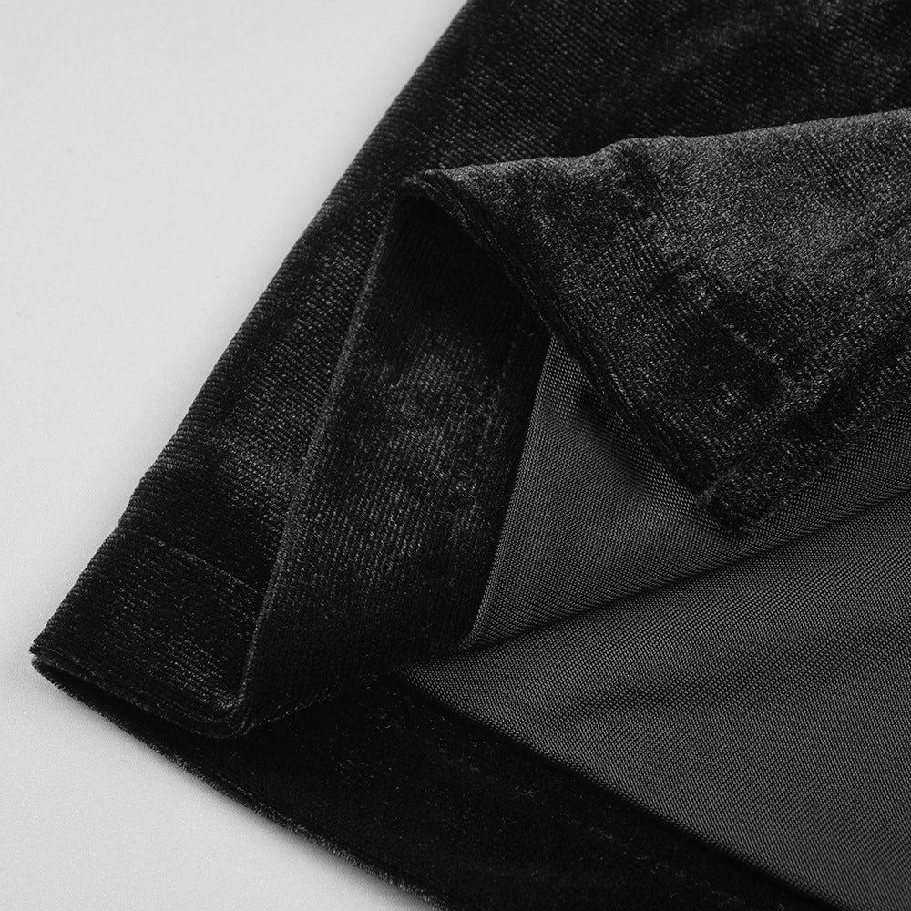 Hot Diamond Tube Top Black Maxi Dress with Gloves