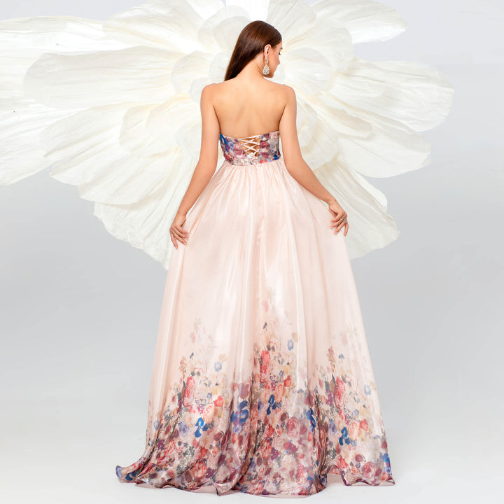 Temperament Tube Top Print Maxi Dress