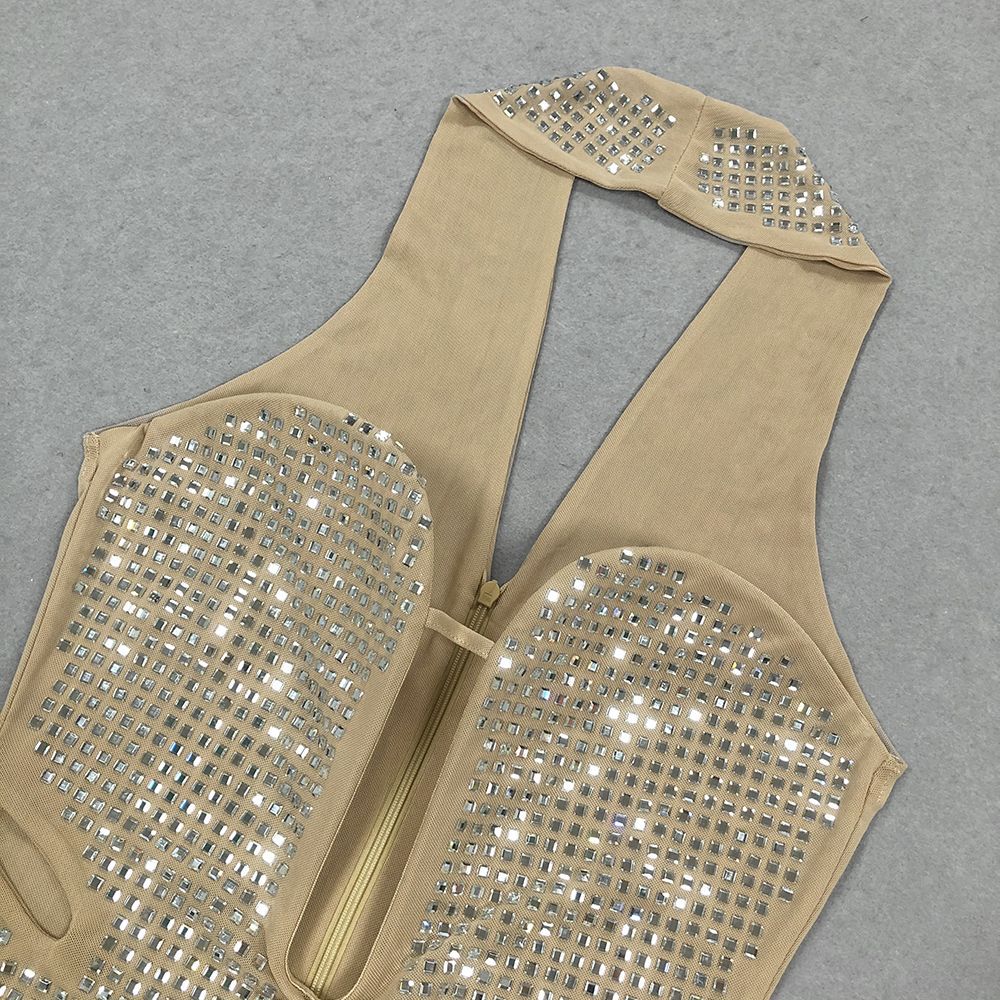 Fashion Hot Diamond Neck Maxi Dress