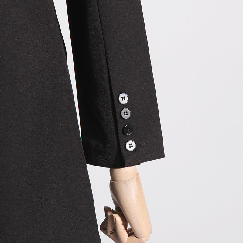 Pleated V-neck Long-sleeved Coat