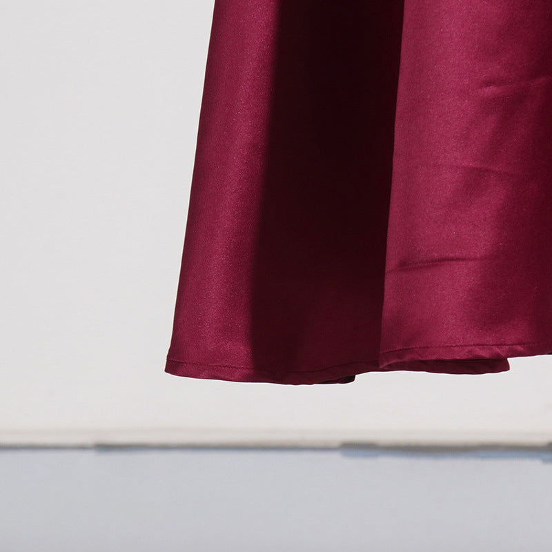 Solid Color Waist Maxi Dress Two-piece Set