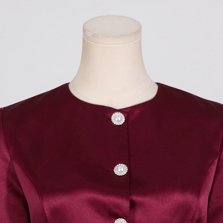 Solid Color Waist Maxi Dress Two-piece Set