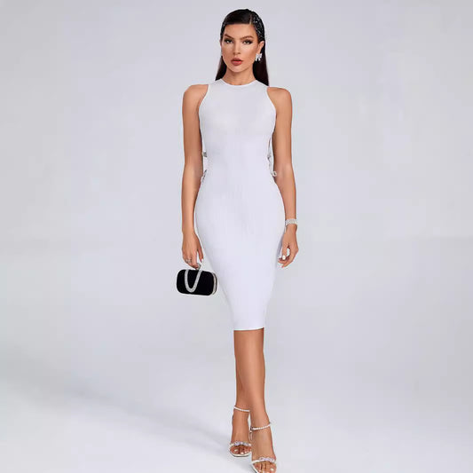 Simple Hollow Diamond Midi Dress