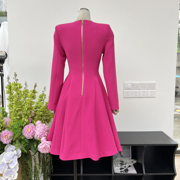 Romantic Solid Color Waist Mini Dress