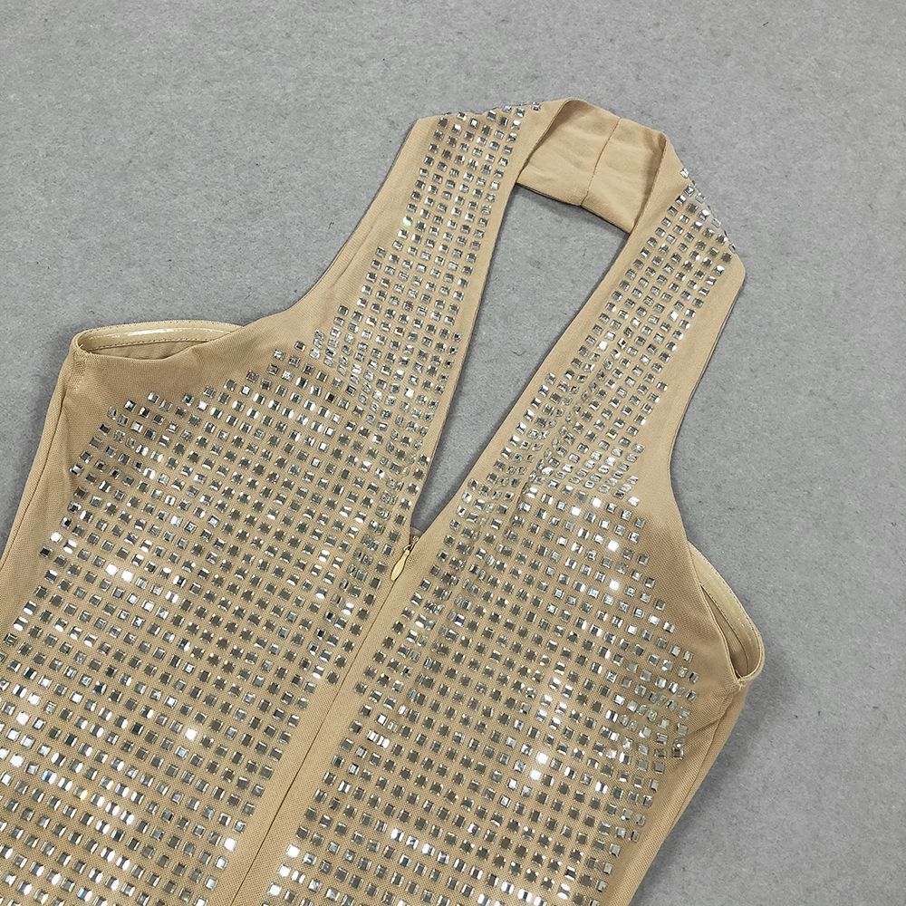 Fashion Hot Diamond Neck Maxi Dress