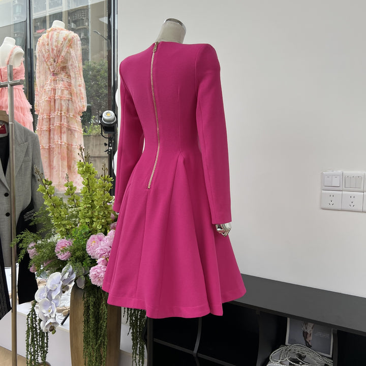 Romantic Solid Color Waist Mini Dress