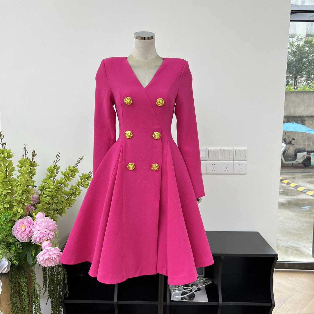 Romantic Solid Color Waist Mini Dress