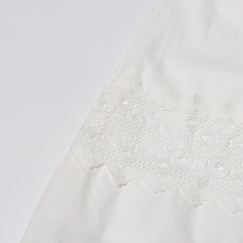 MARGOT Autumn Round Neck Lantern Sleeve Hollow Waist Skirt for Women