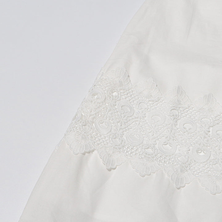 MARGOT Autumn Round Neck Lantern Sleeve Hollow Waist Skirt for Women