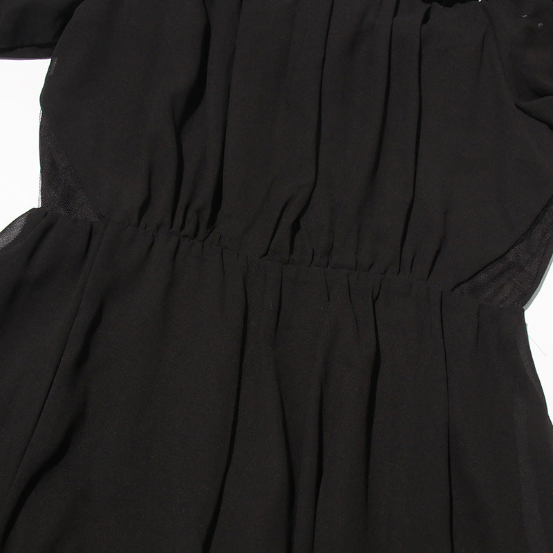 SCARLETT One-piece Neckline Three-dimensional Flower Patchwork Waist Dress