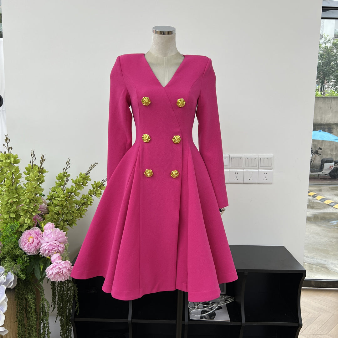 Romantic Solid Color Waist Mini Dress