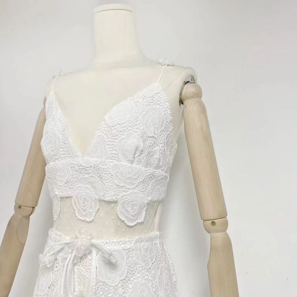 Elegant Three-dimensional Flower Lace Two-piece Set