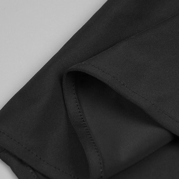 Black Flower Sequin Halter Neck Maxi Dress with Gloves