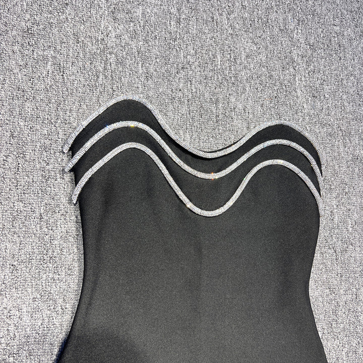 Elegant Tube Top Diamond Maxi Dress