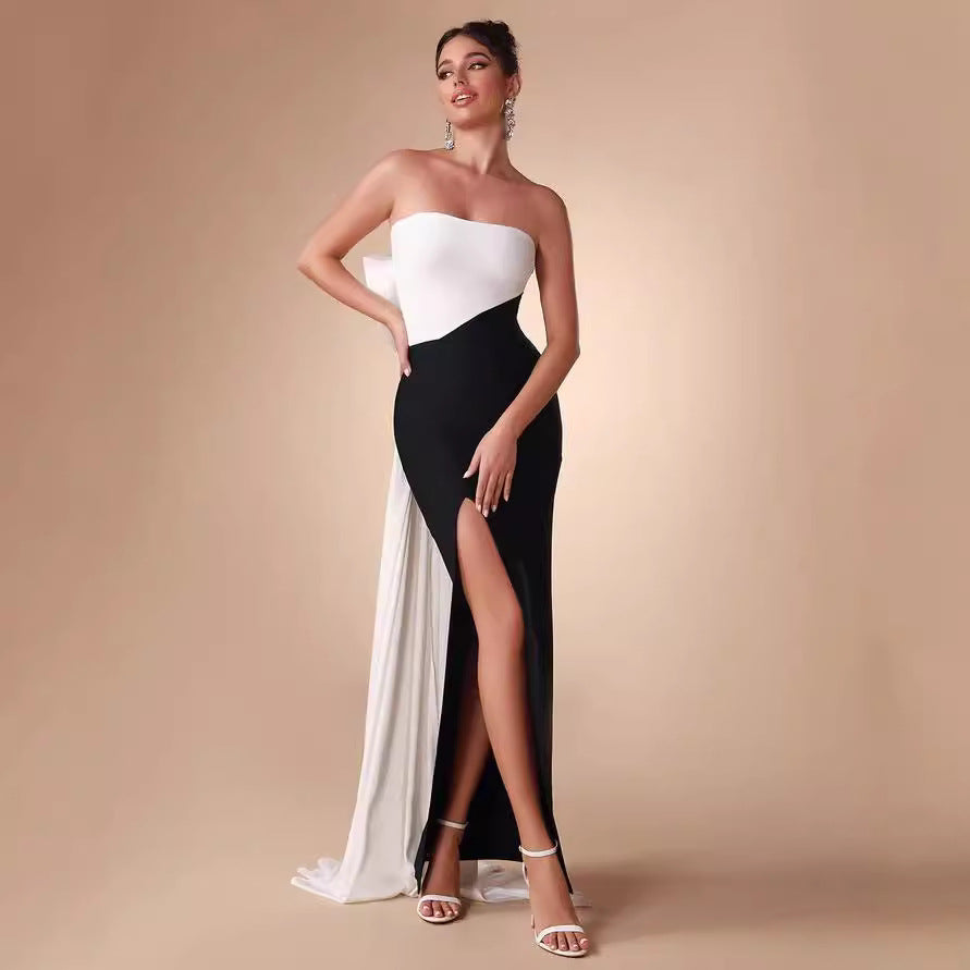 Temperament Tube Top Bow Maxi Dress