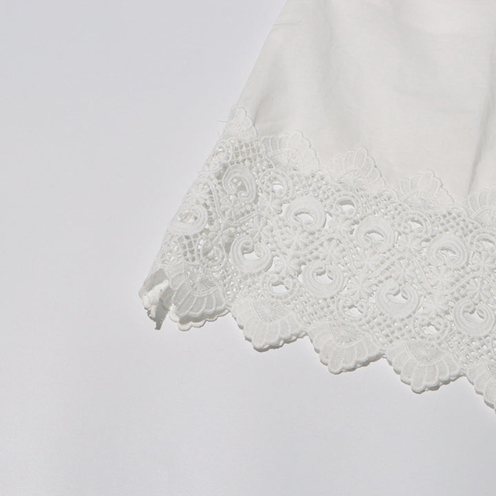 MARGOT Autumn Round Neck Lantern Sleeve Hollow Waist Skirt for Women