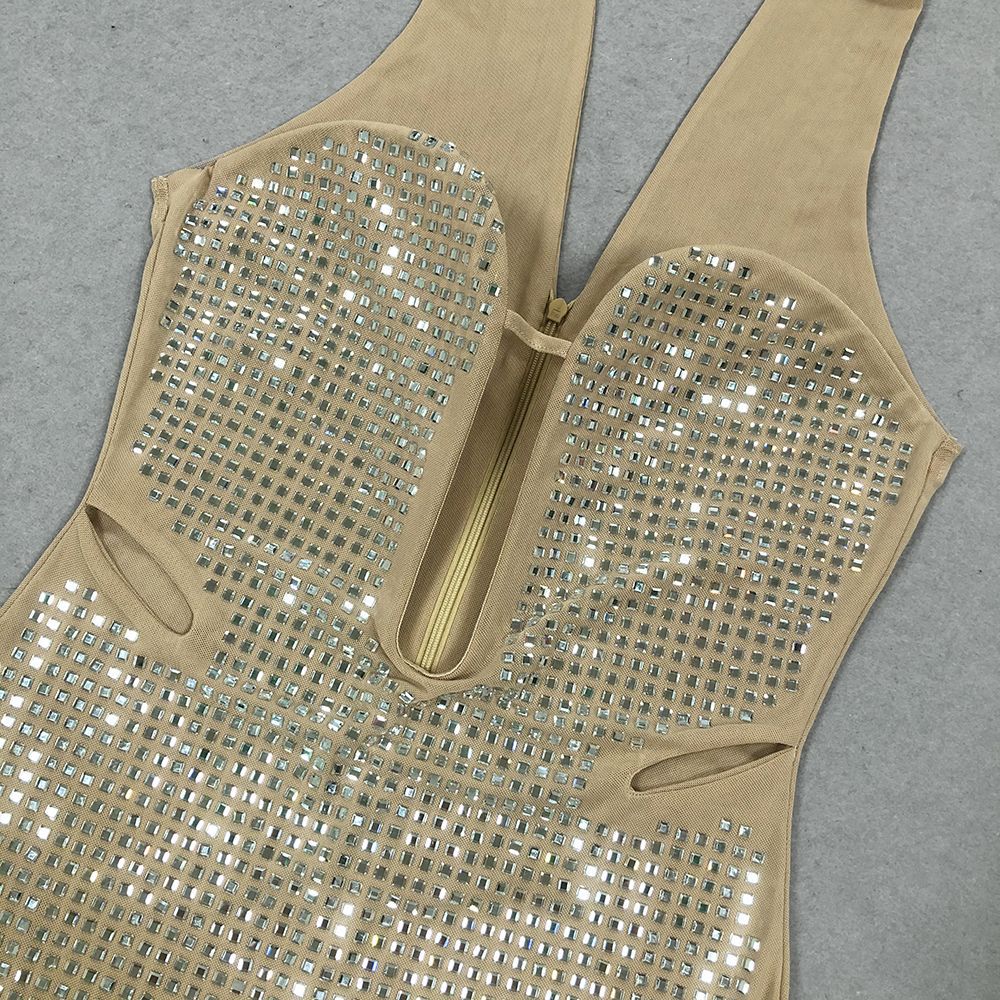 Fashion Hot Diamond Neck Maxi Dress